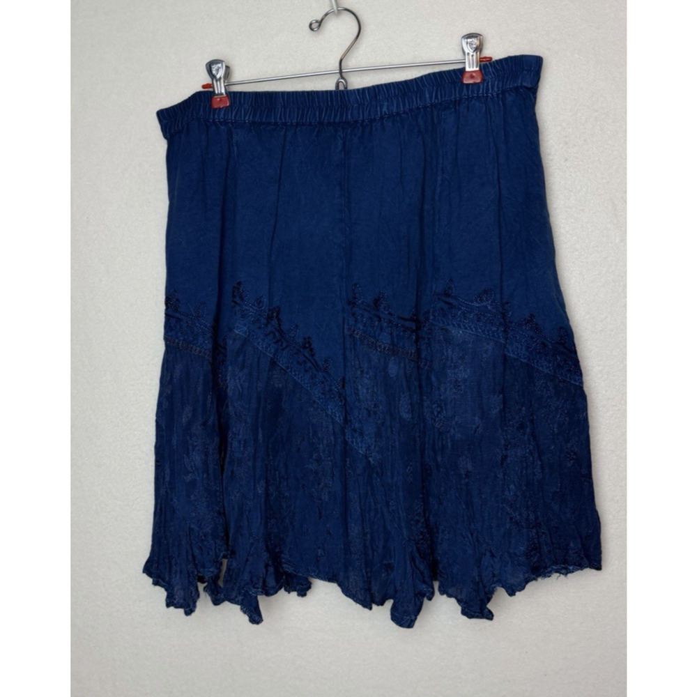 Studio West Apparel Skirt Above Knee Size XL Blue Boho Flowy Embroidered - Picture 9 of 9
